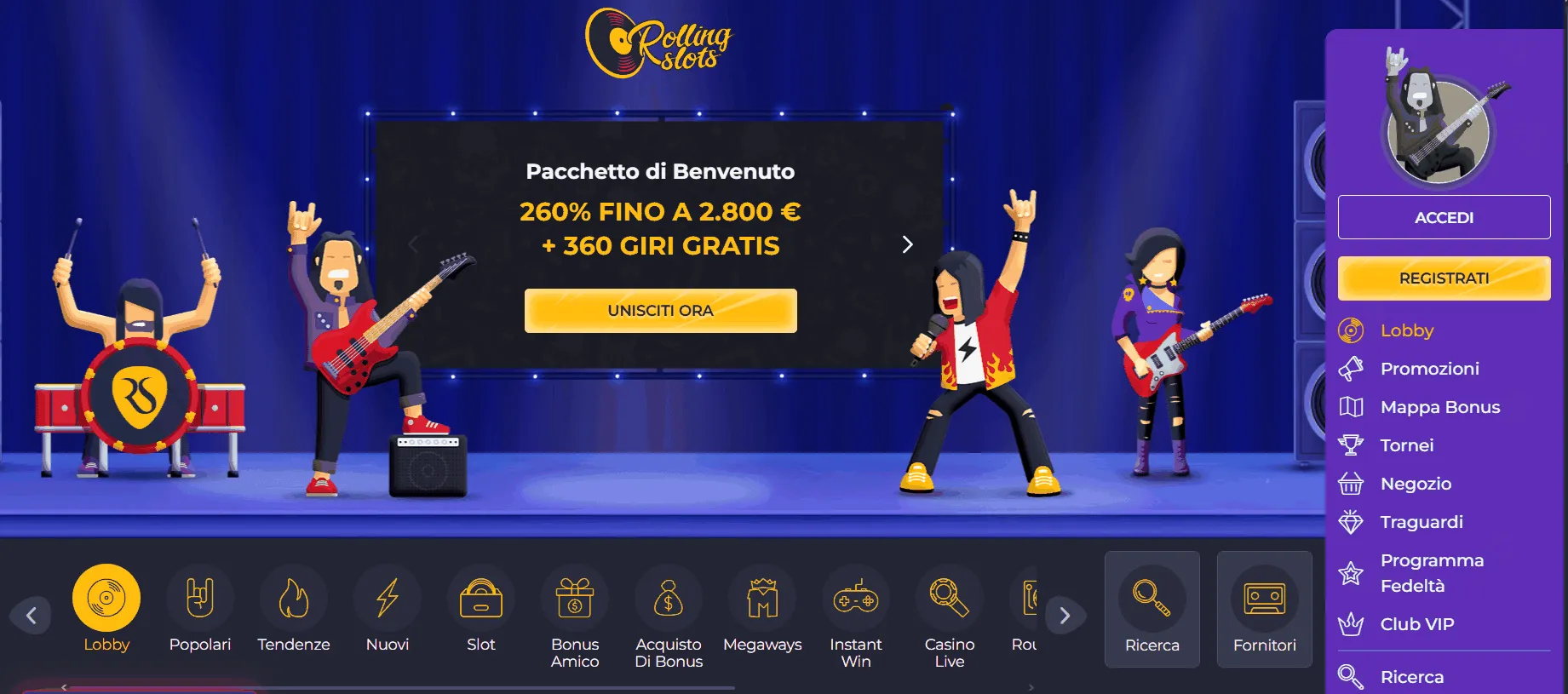 Sito web del casinò online Rolling Slots Pagina iniziale Rolling Slots Casino